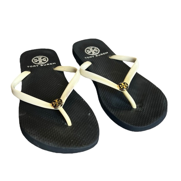 Tory Burch 7 Sandals Flip Flop Neutral Beachy Summer Resort Vacation - Picture 2 of 8